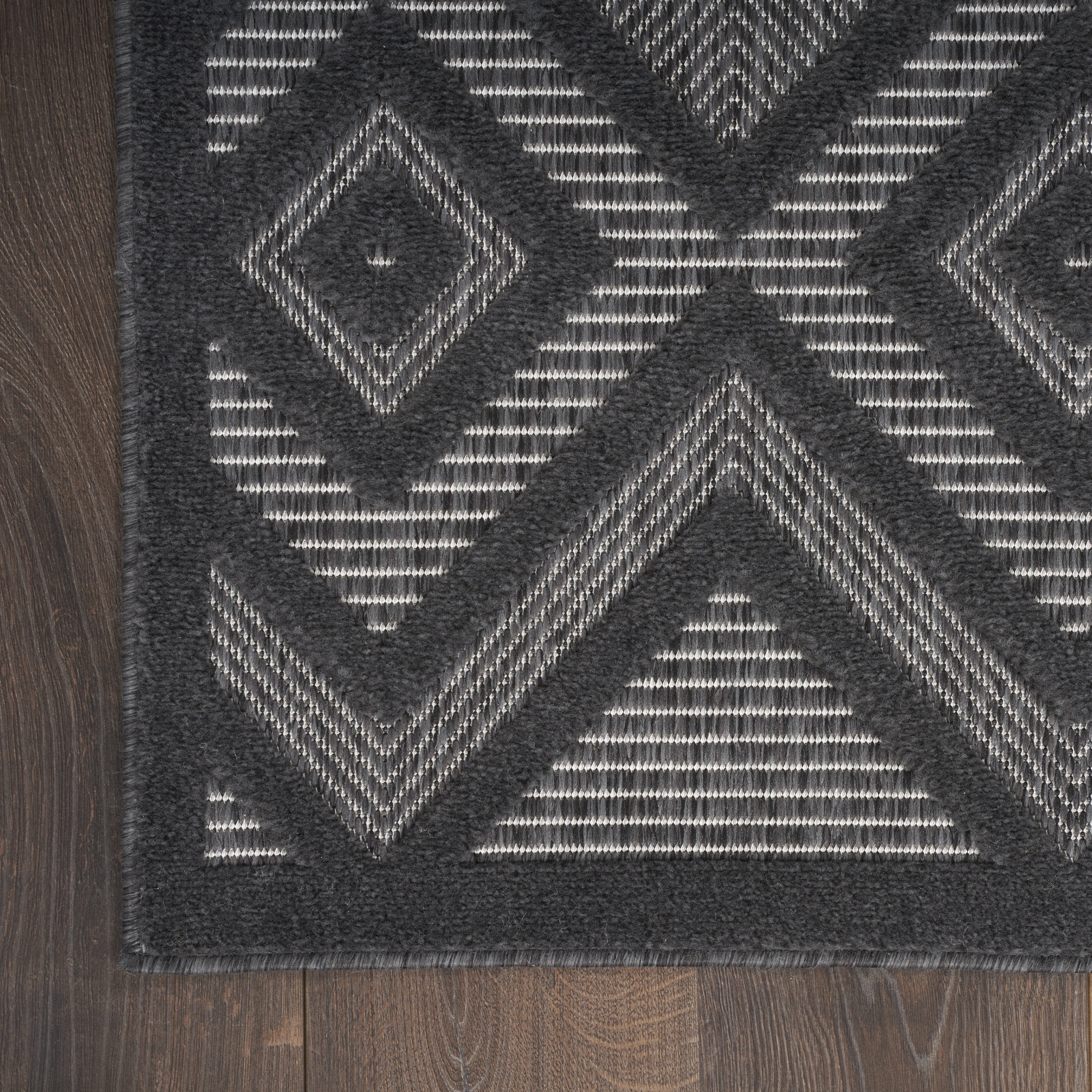 Nourison Versatile Indoor/Outdoor Charcoal/Black 9' x 12' Area Rug, (9x12)