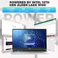 thumbnail image 6 of 15.6'' FHD Laptop Computer, Windows 11, Intel N100 Processor(Beat to i3 1115G4, Up to 3.4GHz), 16GB RAM 512 SSD, Fingerprint, Backlit keyboard, Type-C 65W PD Fast Charger (Silver), 6 of 9