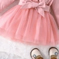 thumbnail image 3 of Dresses For Girls Children Long Sleeve Bowknot Button Dresses Tulle Dress Clothes Baby Girl Dress Pink 4 Years-5 Years, 3 of 7