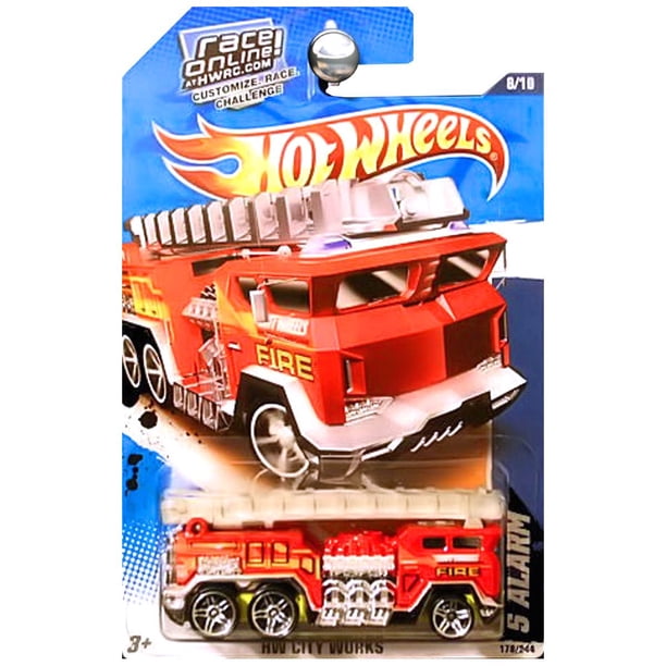 Vehículo de Juguete Camión de Bomberos 5 Alarmas Hot Wheels 2011 Rojo