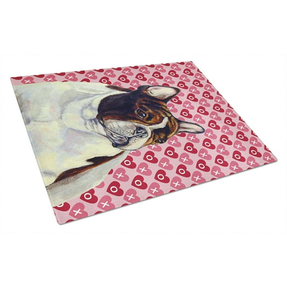 Caroline's Treasures French Bulldog Hearts Love and Valentine's Day Glass Cutting Board Large