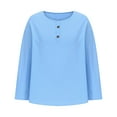 thumbnail image 3 of Fashion Olyvenn Womens Summer Cotton Linen Tops Long Sleeve Shirts Business Casual Outfits Trendy Fashion Beach Vacation Clothes Blue XXL, 3 of 6