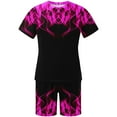 thumbnail image 4 of VBTAPA Summer Tracksuit for Men 2 Piece Outfits Novelty 3D Flame Print Short Sleeve Crewneck Tee Shirts and Shorts Set Big and Tall Casual Sport Suit Cool Streetwear Purple XXXL, 4 of 5