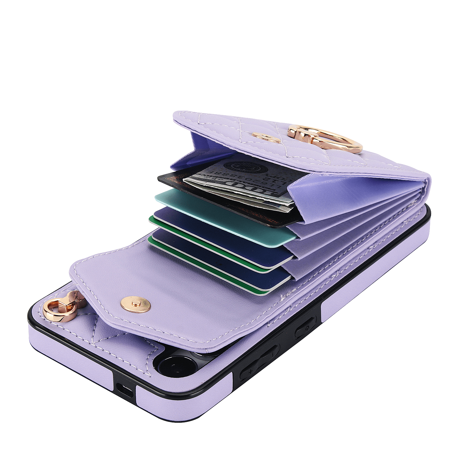 Asuwish Wallet RFID Blocking PU Leather Cell Phone Case with Tempered Glass Screen Protector, Wrist Strap for Samsung Galaxy S24 Plus, Purple