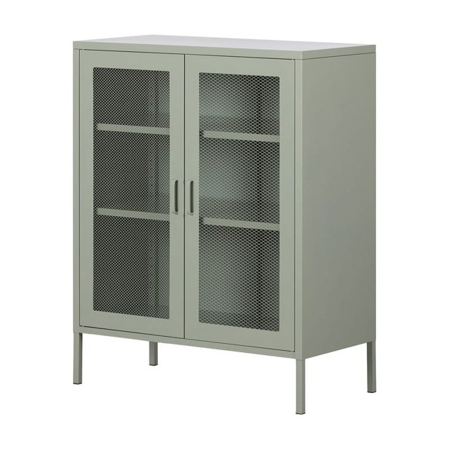 Pemberly Row Armoire d'Accent Moderne en Maille Métallique 2 Portes en Vert