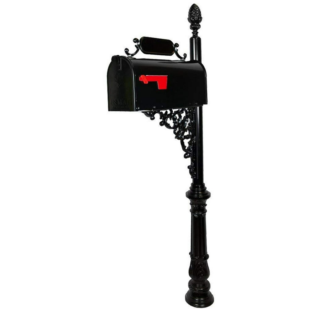 Standard Mailbox & Post System Black Rust Resistant Mailbox