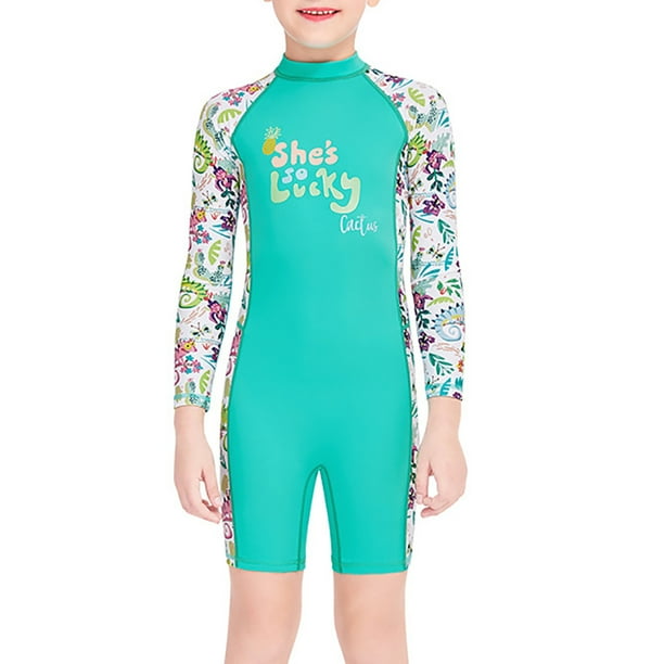 Buceo vela niños traje de traje de baño traje de baño niños traje de baño espalda con cremallera cremallera ropa de baño para nadar buceo snorkeling verde s Advancent OD003662-06