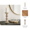 thumbnail image 6 of Decorative Wooden Pillar Candle Holder with Bead Banded - Stylish Antique Style Candlestick Holder for Table Centerpiece or Entryway Decor - Home Decor Accent for Living Room - 11", Ivory & Tan, 6 of 12