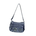 thumbnail image 2 of Bolso bandolera de mezclilla para mujer, bolso de hombro multifuncional y moderno para uso diario. Azul oscuro, 2 of 9