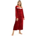 thumbnail image 3 of WBQ Women's Velvet Nightgowns Long Sleeve Lace V Neck Vintage Sleepwear Loose Nightshirt Pajama Dress Long Sleepshirts Ladies Lightweight Nightdress, S-2XL, 3 of 7