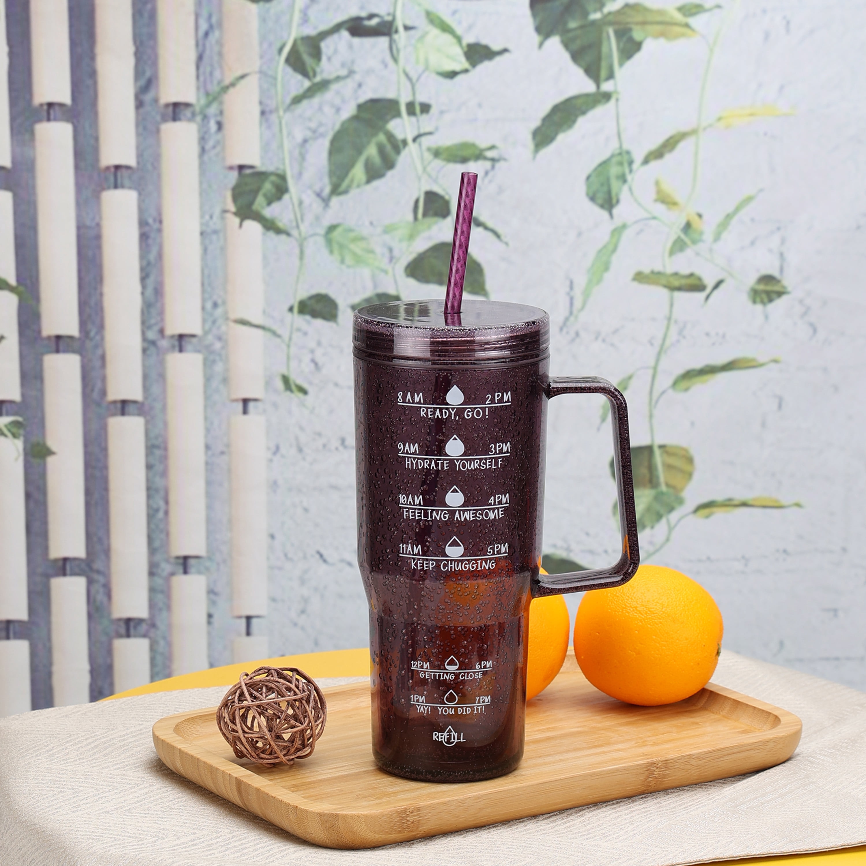 Mainstays 30 oz Purple Bubble Pattern Tumbler with Handle