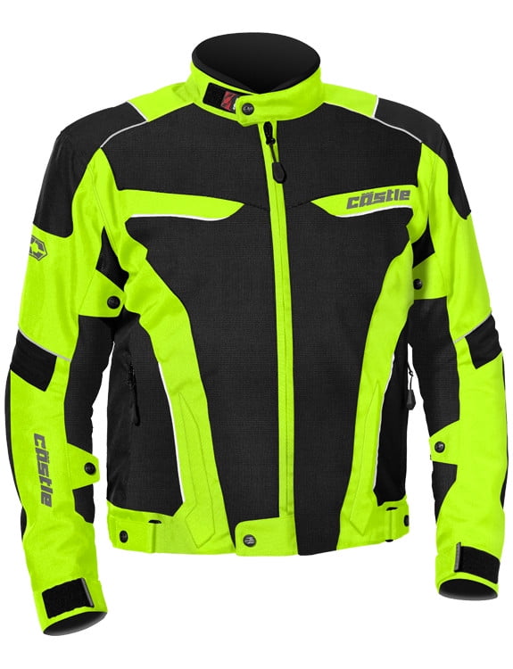 Castle Mens HiVis Yellow/Black Max Air Motorcycle Textile Mesh Jacket