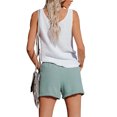 thumbnail image 4 of Keeccty Women Casual Drawstring Loose Straight Leg Cotton Linen Shorts, 4 of 6