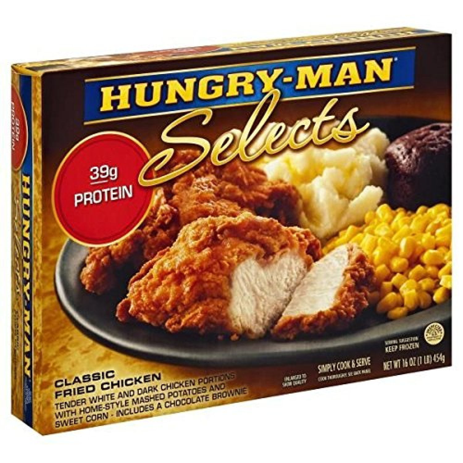 HUNGRY MAN SELECTS TV CLASSIC FRIED CHICKEN DINNER 1 LB PACK OF 3
