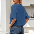 thumbnail image 4 of VBVC Women's Short Sleeve Crewneck Crop Top, Ladies' Lightweight Loose Fit Tee, Basic Plain Summer T Shirt For Women, Blue , S-2XL, 4 of 9