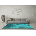 thumbnail image 3 of Ahgly Company Machine Washable Indoor Rectangle Oriental Turquoise Blue Industrial Area Rugs, 2' x 4', 3 of 4
