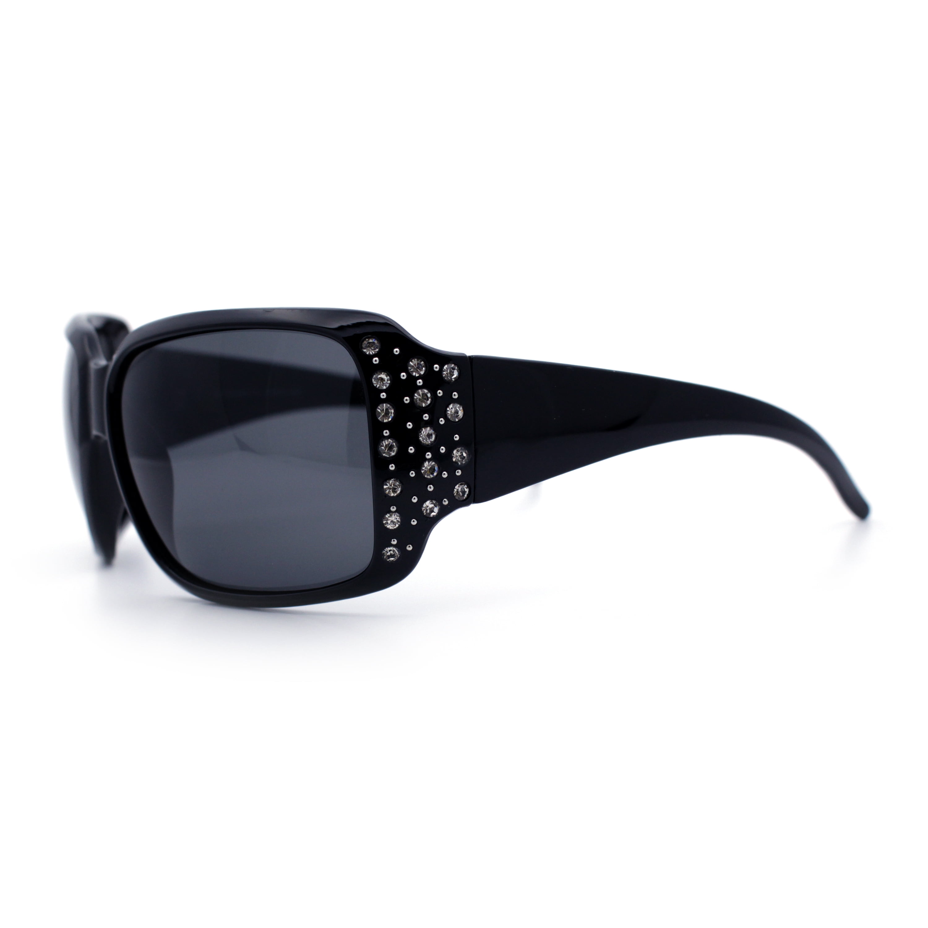 SA106 Polarized Lens Oversize Sunglasses with Rhinestone 