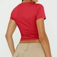 thumbnail image 5 of LISTHA Cropped Workout Tops for Women Short Sleeve Workout Slim Fit Crew Neck Shirt Y2k Tight Going Out Cropped T Shirts Red M, 5 of 7