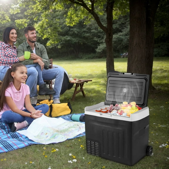 YYAo Cooler Ice Chest, Insulated Cooler,12V Car Refrigerator 42QT with Touch Panel and Removable Divider-L