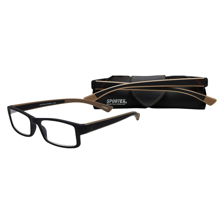 Men s Brown Reading Glasses Full Plastic Frame Double Injected Temples and AR Coated 1.25 Magnification