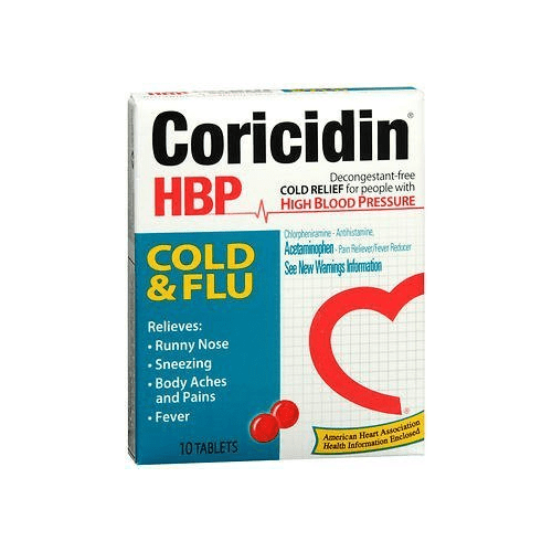 Buy Coricidin HBP Cold Relief Acetaminophen Runny Nose Sneezing Body