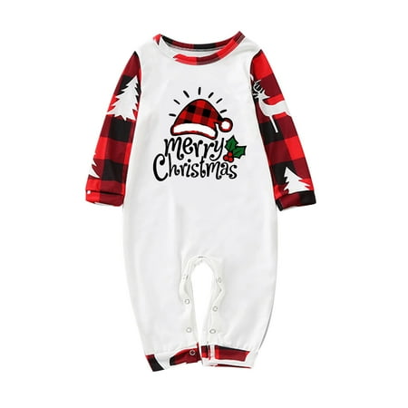 

Baby Family Christmas Pajamas Cute Christmas Letter Print Pajamas Plaid Holiday Pajamas Set Parent Child