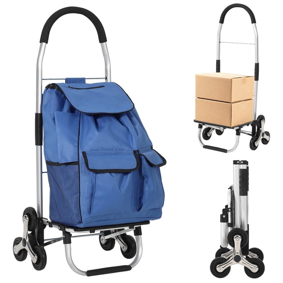 Heavy-Duty Stair Climbing Hand Truck Dolly - 3-in-1 Folding Shopping Cart, 176 lb 6-Wheel Stair Climber, 36L Oxford Cloth Bag - Style: Daily