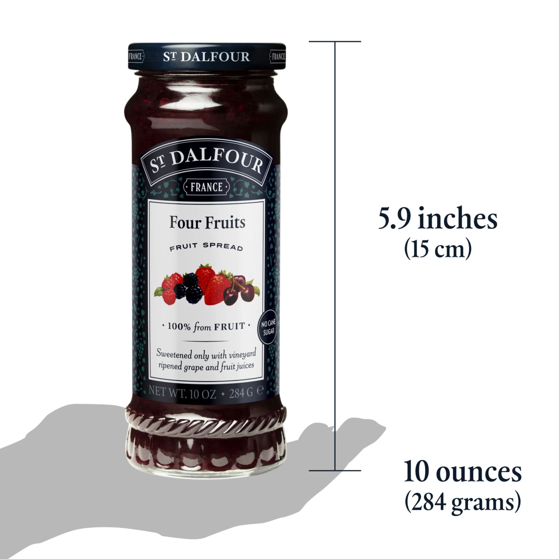 (2 pack) St Dalfour Four Fruits Spread, 100% from Fruit, Vegan & Gluten Free, 10 oz Jar