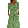 thumbnail image 3 of FASHIONWT Women Vintage Easter Printed Short Sleeve Crewneck Midi Pockets Dress, 3 of 4