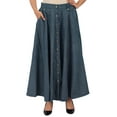 thumbnail image 3 of Bimba Skirt With Front Buttons and Pockets Smocked Elastic Waist Skirts, 3 of 9