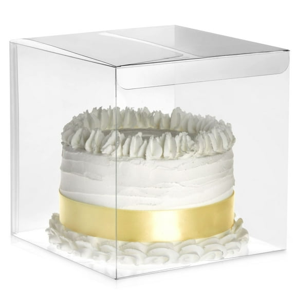 Juvale 30-Pack Clear Boxes for Gifts, Treats & Cupcakes - 6x6x6 Inch Square Plastic - Wedding Favor Boxes for Individual Cookie & Candy Treats