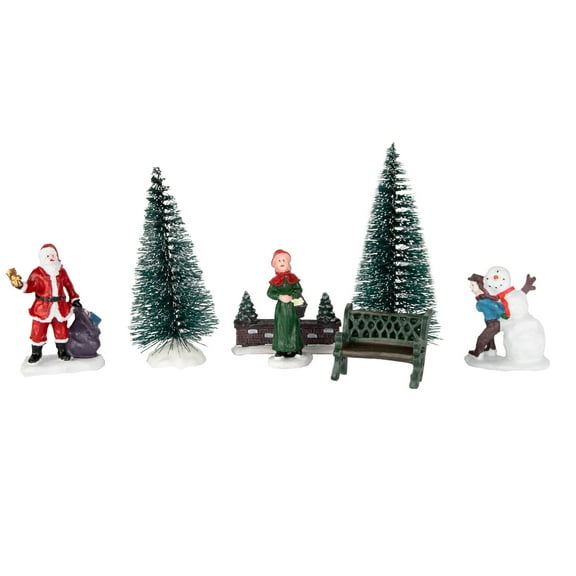 Northlight 7-Piece Christmas Village Figurine and Tree Display Set