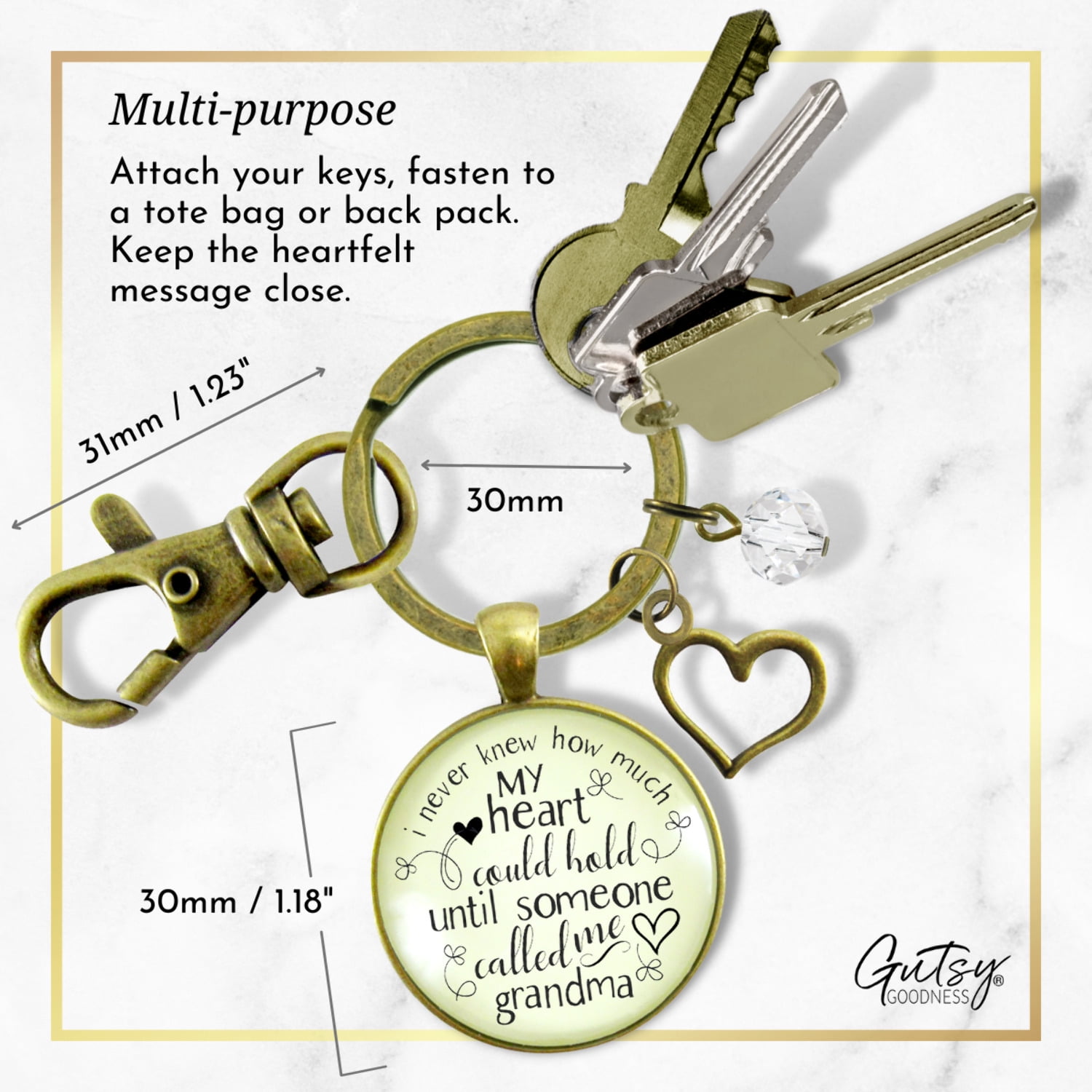 New Grandma Bronze Metal Keychain I Never Knew First Time Grandmother Adult Female Jewelry Gift