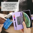 thumbnail image 3 of Allytechgroup Wallet Case for Apple iPhone X/ iPhone XS, 9 Cards Holder + Zipper Pocket + Hand Wrist Shockproof Stand Flip Cover RFID Blocking Phone Case for Women Men, Purple, 3 of 7