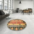 thumbnail image 3 of Ahgly Company Indoor Round Abstract Brown Red Abstract Area Rugs, 6' Round, 3 of 6