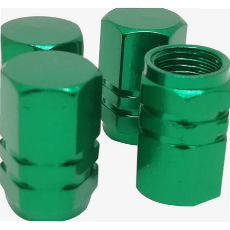 4 PCS Style Polished Aluminum Chrome Tire Valve Stem Caps (Green)