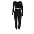 thumbnail image 7 of qolati Women's Two Piece Outfits Long Sleeve U-Neck Crop Tops with Jogger Sweatpants Lounge Sets Y2k Oversized High Waist Lounge Wear Sweatsuit, 7 of 7