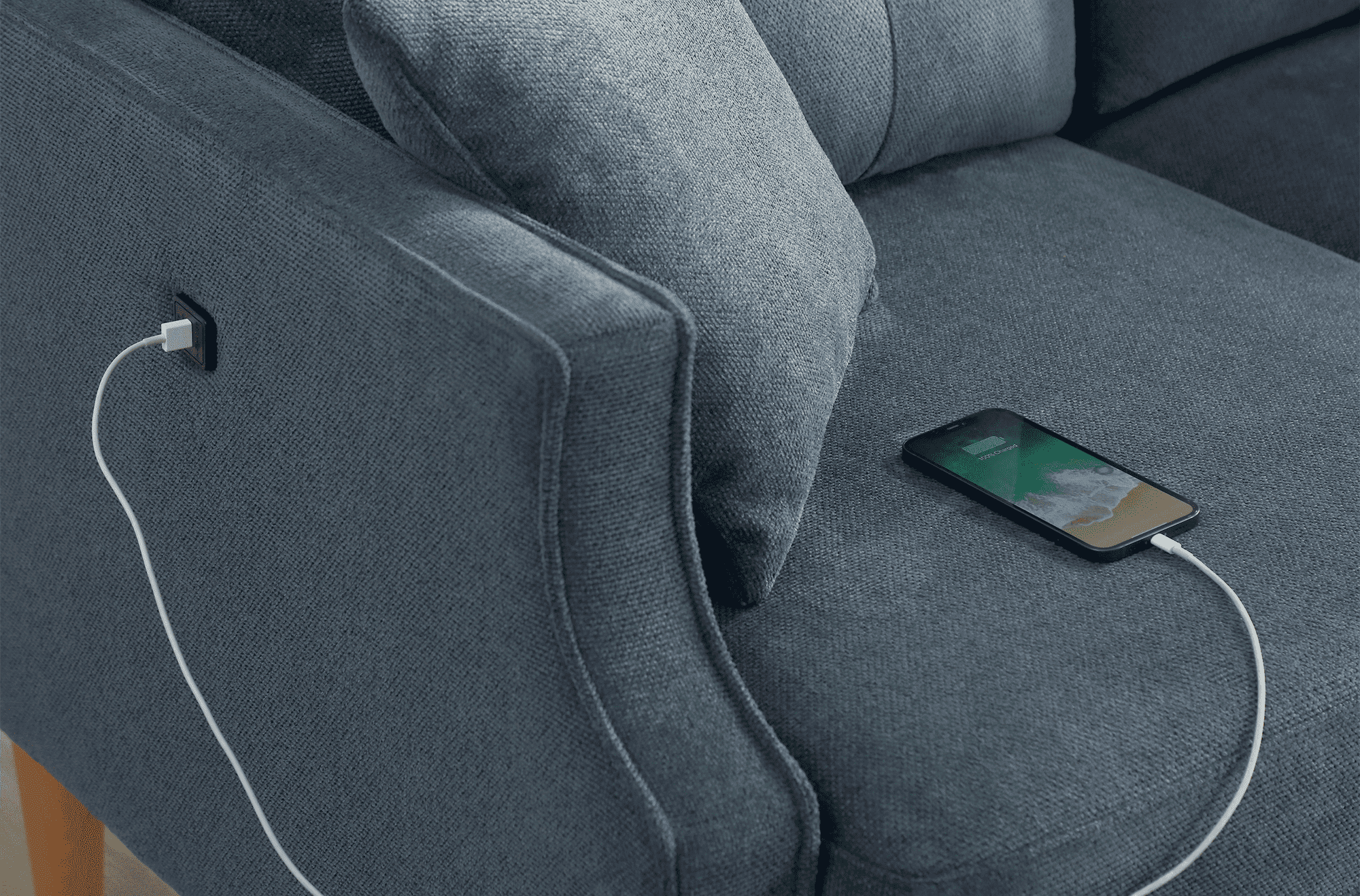 MAYEERTY Living Space sofa 3 seater With Waterproof Fabric , USB Charge port