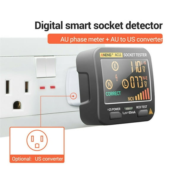 4-Plug Optional AC11 Socket Tester Digital Display Voltage Test Checker Detector