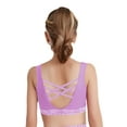 thumbnail image 2 of inlzdz Girls Shiny Rhinestones Crop Tops Gymnastics Dance Tank Tops Crisscross Back Cropped Shirts Light Purple 12, 2 of 5
