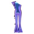 thumbnail image 5 of SiiRoh Girls 70s Disco Jumpsuit Shiny Metallic Ruffled Dance Outfits Sequins Bell Bottom Pants Dancewear Blue 10, 5 of 6