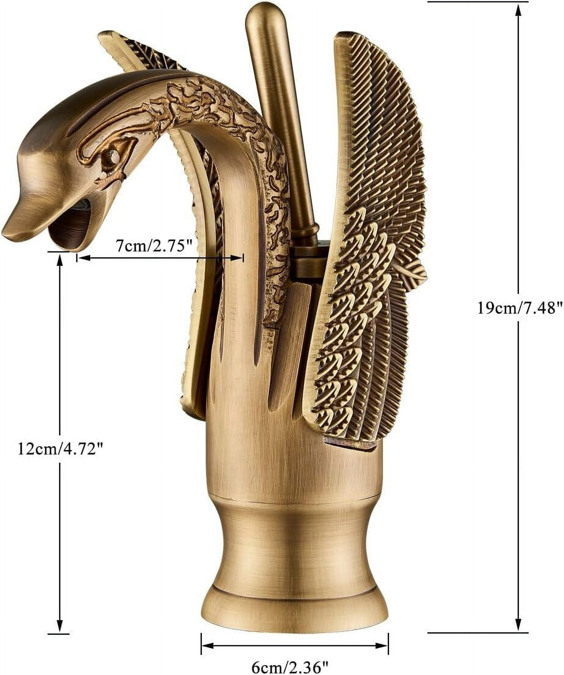 Gold/Antique Bronze/Chrome Short Creative Swan Shape Basin Sink Faucet Single Handle Deck Mount Hot Cold Water Mixer Tap image 2