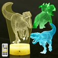 thumbnail image 1 of 3D Dinosaur Night Light - 3D Illusion Lamp Three Patterns and 7 Color Change Decor Lamp with Timer Remote Control for Kids, Best Gifts for Boys Girls Dinosaur Fans, 1 of 5