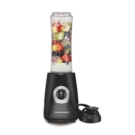 Hamilton Beach Go Sport Portable Blender For Smoothies With 20 Oz. Blend-In Personal Travel Jar, 600 Watt Motor And Stainless Steel Blades For Powerful Blending Performance, Black (51143G)