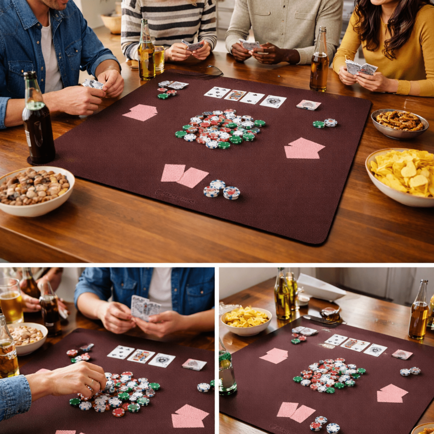 Feltectors Board Game Mat 35 x 35 in Designed For 36 in Tables, Poker Table Topper with Carrying Bag-Brown