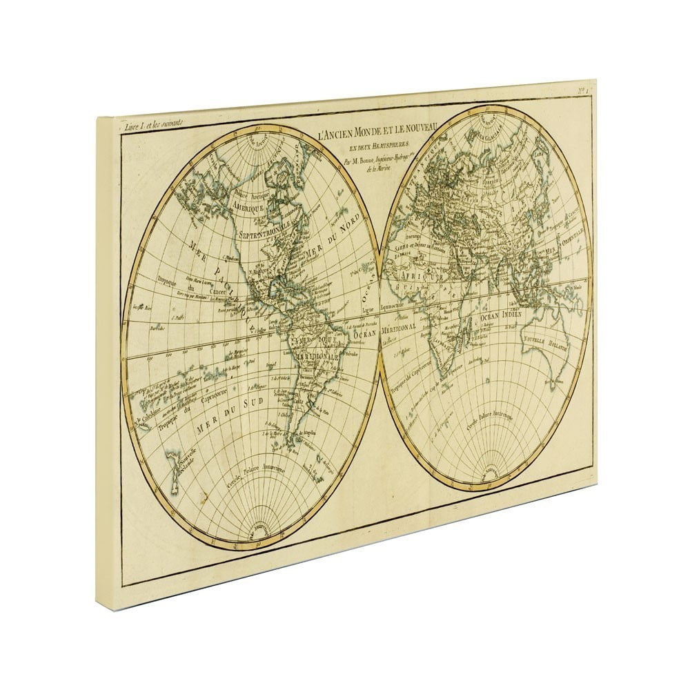Trademark Art 'World Map in Two Hemispheres' Canvas Art by Charles Bonne