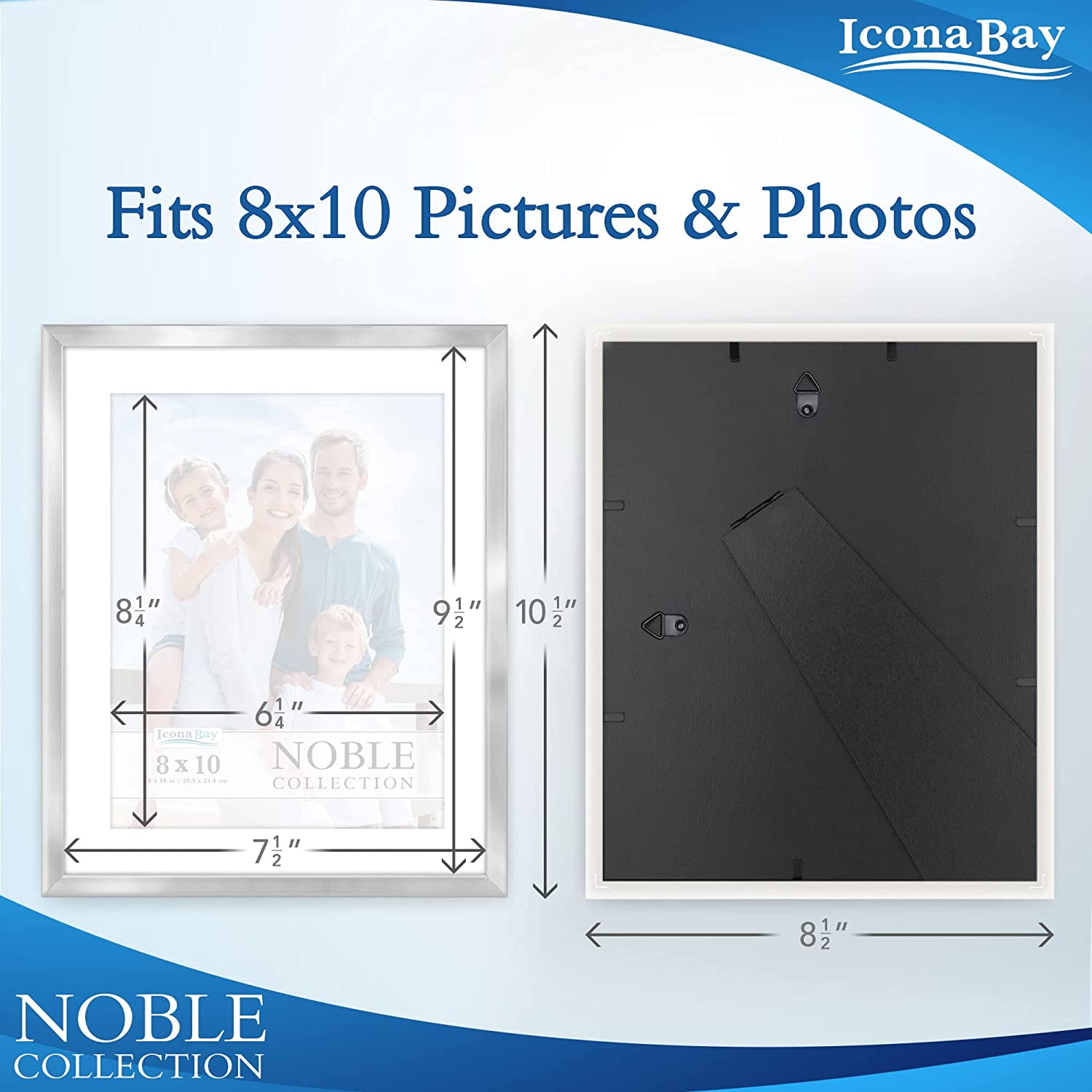 Icona Bay 8x10 Black Picture Frame Matted for 5x7 Photos, Sturdy Wood  Composite Frame (not PS Plastic), Modern Style Frame, Liberty Collection