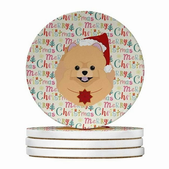 Caroline's Treasures WDK1452RCS4-PARENT Merry Christmas Large Sandstone Coasters Pack of 4, , multicolor