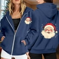 thumbnail image 2 of Ladies' Christmas Printed Zipper Long Sleeved Pocket Drawstring Casual Hooded Sweatshirt, 2 of 8