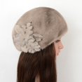 thumbnail image 1 of Boina de piel auténtica de visón para mujer, gorros de piel de invierno, boinas a la moda para mujer, gorros cálidos para boinas para mujer, 1 of 5